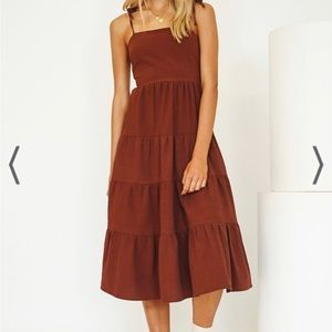 Verge Girl Midi Dress in Chocolate